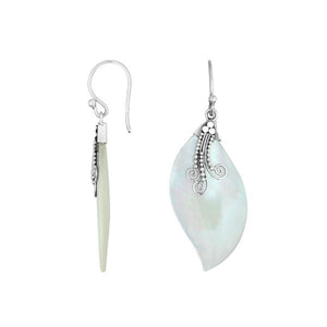 Mother Of Pearl Silver Wave Earrings With Earwire For Wholesale