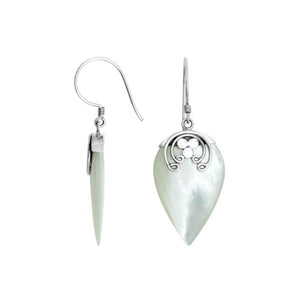 Sterling silver Mother Of Pearl teardrop earrings with earwire lock