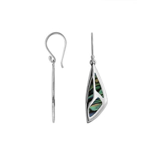 Sterling Silver Abalone Shell Geometric Drop Earrings With Earwire Lock