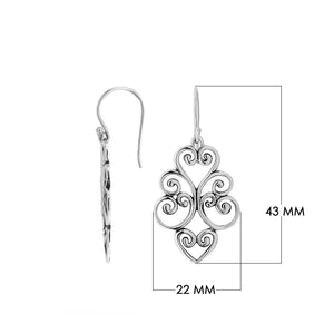 Silver Heart Swirl Drop Earrings