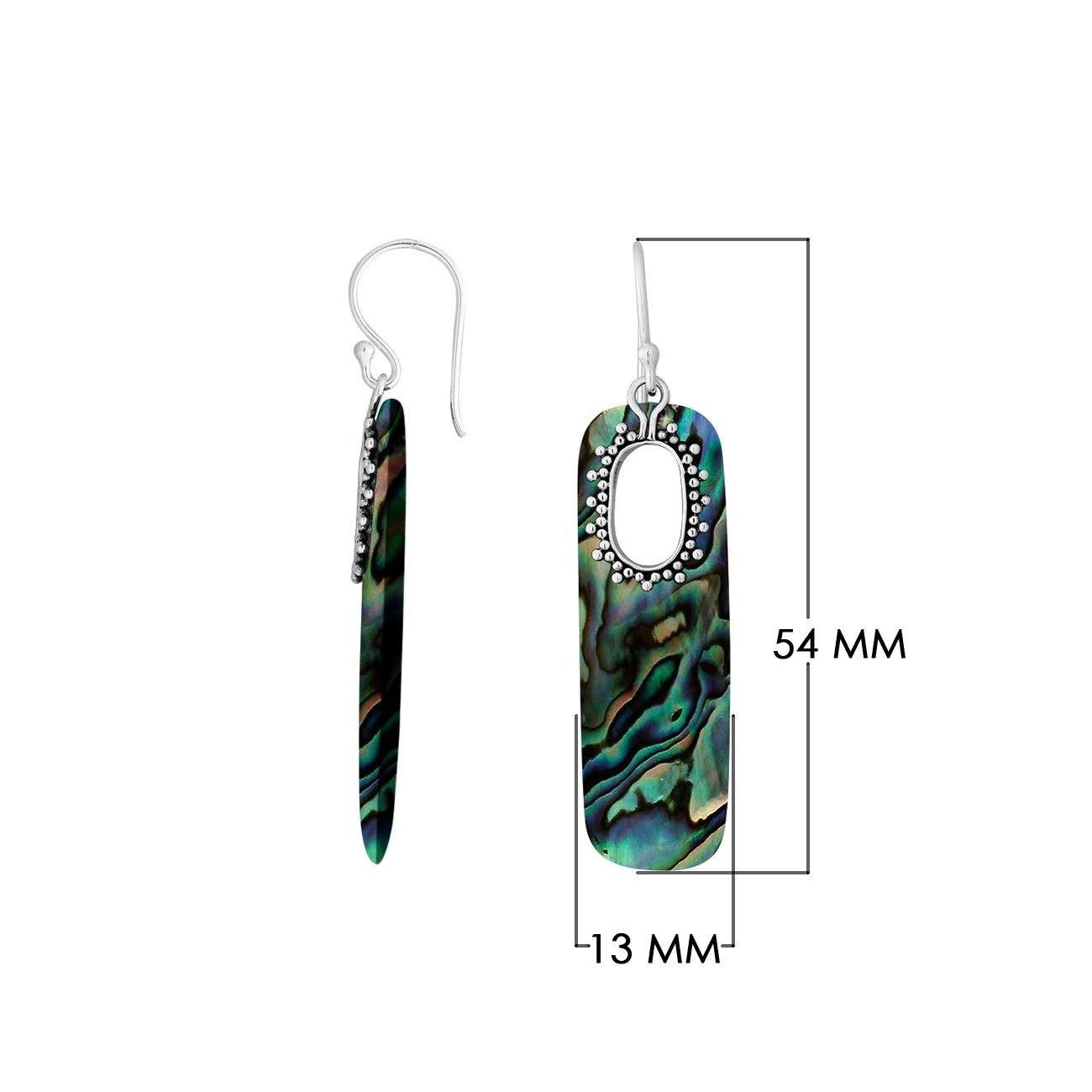 Sterling Silver Long Oval Earrings With Abalone Shell