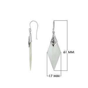 Mother Of Pearl Sterling Silver Diamond Drop Earwire Earrings