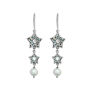 Abalone shell star earrings with pearl drop