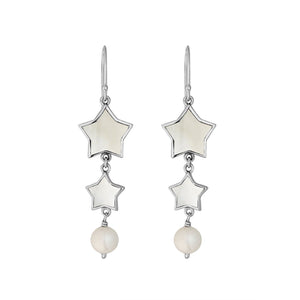 Mother Of Pearl star earrings with pearl drop