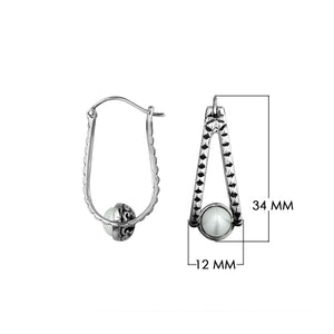 Pearl silver textured triangle drop earrings