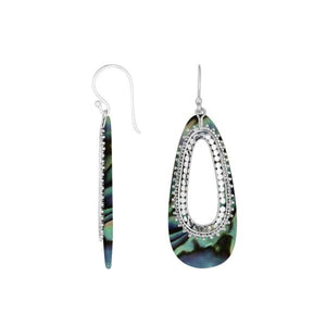 Abalone Shell Silver Beaded Teardrop Earrings For Wholesale