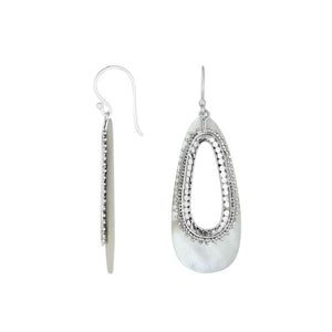 Mother Of Pearl Silver Designer Teardrop Earrings For Wholesale
