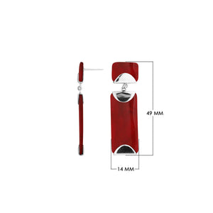 Red Coral sterling silver linear drop earrings.