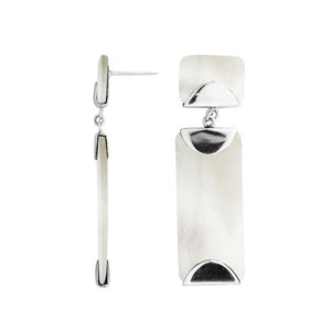Mother Of Pearl sterling silver linear drop earrings
