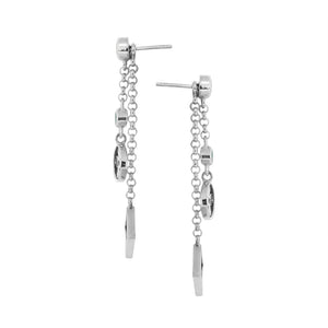 Sterling silver dangle earrings with Blue Topaz Quartz and Cubic Zirconia