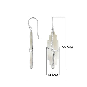 Stepped pearl earrings with hammered silver bar detail