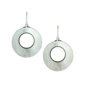 Mother Of Pearl Silver Round Filigree Earrings With Earwire For Wholesale