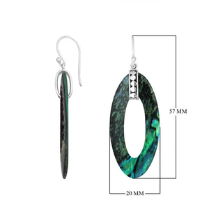 925 Sterling Silver Abalone Shell Elongated Oval Drop Earrings