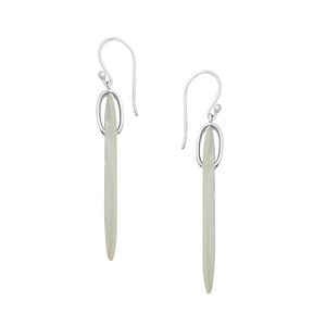 925 Sterling Silver Mother Of Pearl Elongated Oval Drop Earrings
