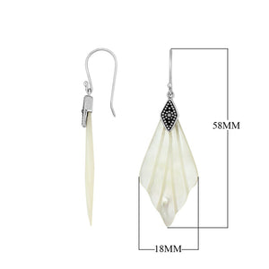 Mother Of Pearl Fan Shape Silver Earrings