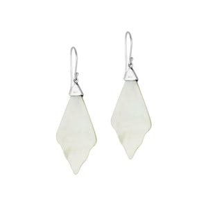 Mother Of Pearl Fan Shape Silver Earrings