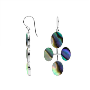 Sterling Silver Multi-Oval Drop Earrings With Abalone Shell