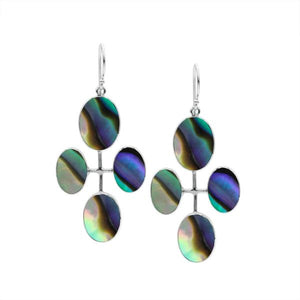 Sterling Silver Multi-Oval Drop Earrings With Abalone Shell