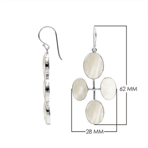 Sterling Silver Multi-Oval Drop Earrings With Mother Of Pearl