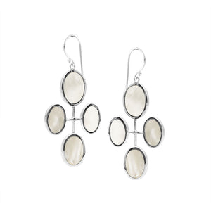 Sterling Silver Multi-Oval Drop Earrings With Mother Of Pearl