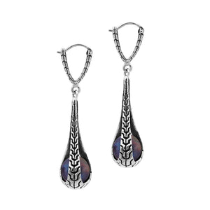 Sterling Silver Teardrop Earrings With Gray Mabe Pearl