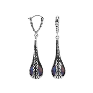 Sterling Silver Teardrop Earrings With Gray Mabe Pearl