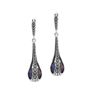 Sterling Silver Teardrop Earrings With Gray Mabe Pearl