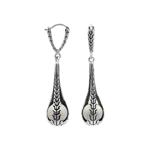 Sterling Silver Teardrop Earrings With Mabe Pearl