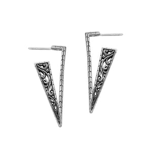 Sterling Silver V-Shaped Textured Earrings