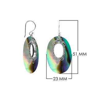 Sterling Silver Oval Earrings With Abalone Shell