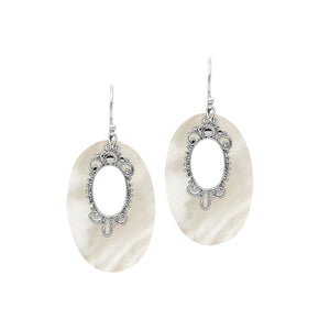 Sterling Silver Oval Earrings With Mother Of Pearl