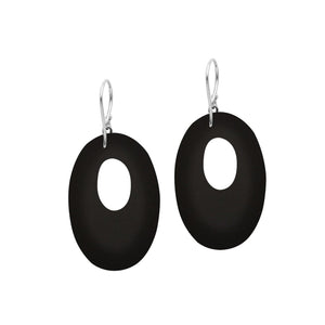 Sterling Silver Oval Earrings With Black Shell