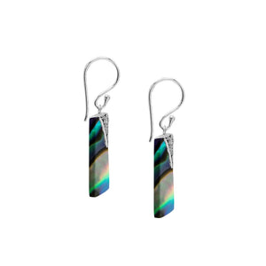 Silver square earrings with Abalone Shell and decorative overlay