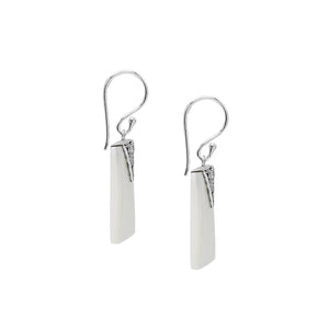 Silver square earrings with Mother Of Pearl and decorative silver detail