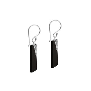 Silver square earrings with Black Shell and decorative silver detail