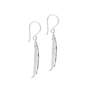Mother of Pearl oval earrings with silver leaf design