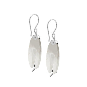 Mother of Pearl oval earrings with silver leaf design