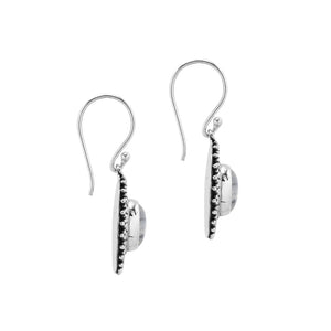 Sterling silver oval Rainbow Moonstone dangle earrings