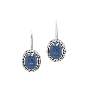 Sterling silver oval Kyanite Quartz dangle earrings