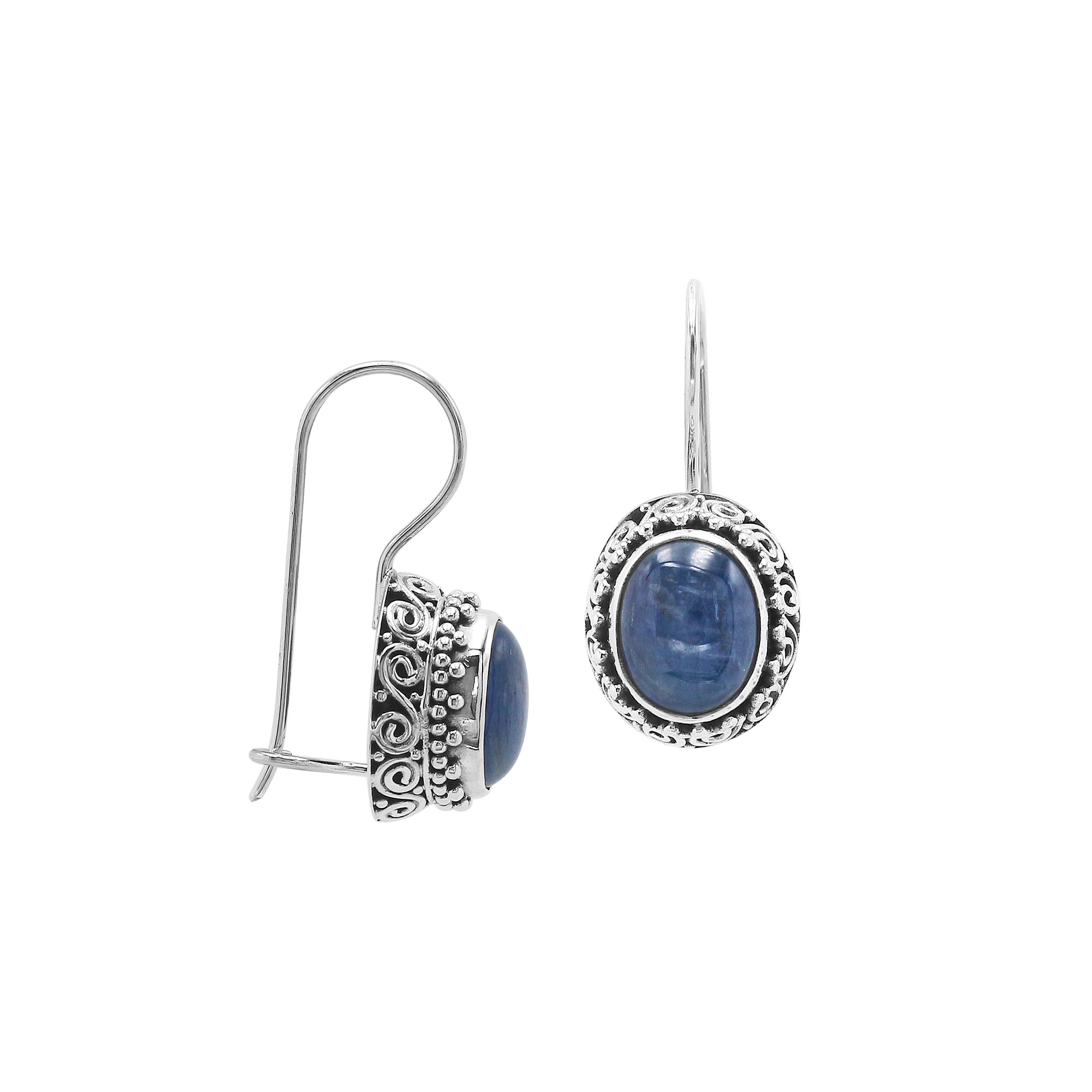 Sterling silver oval Kyanite Quartz dangle earrings