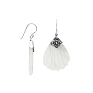 Sterling silver shell-shaped Mother Of Pearl dangle earrings