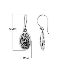 Sterling Silver Oval Engraved Pattern Drop Earrings