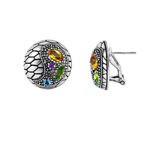 Sterling Silver Round Multi Stone Quartz Earrings