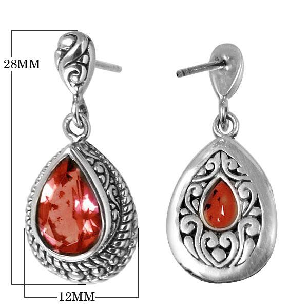 Sterling Silver Garnet Quartz Teardrop Earrings