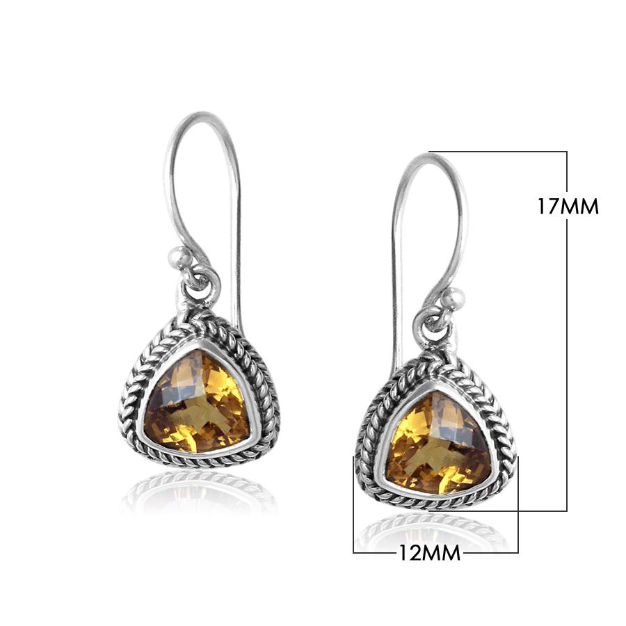 Citrine Quartz triangle silver earrings