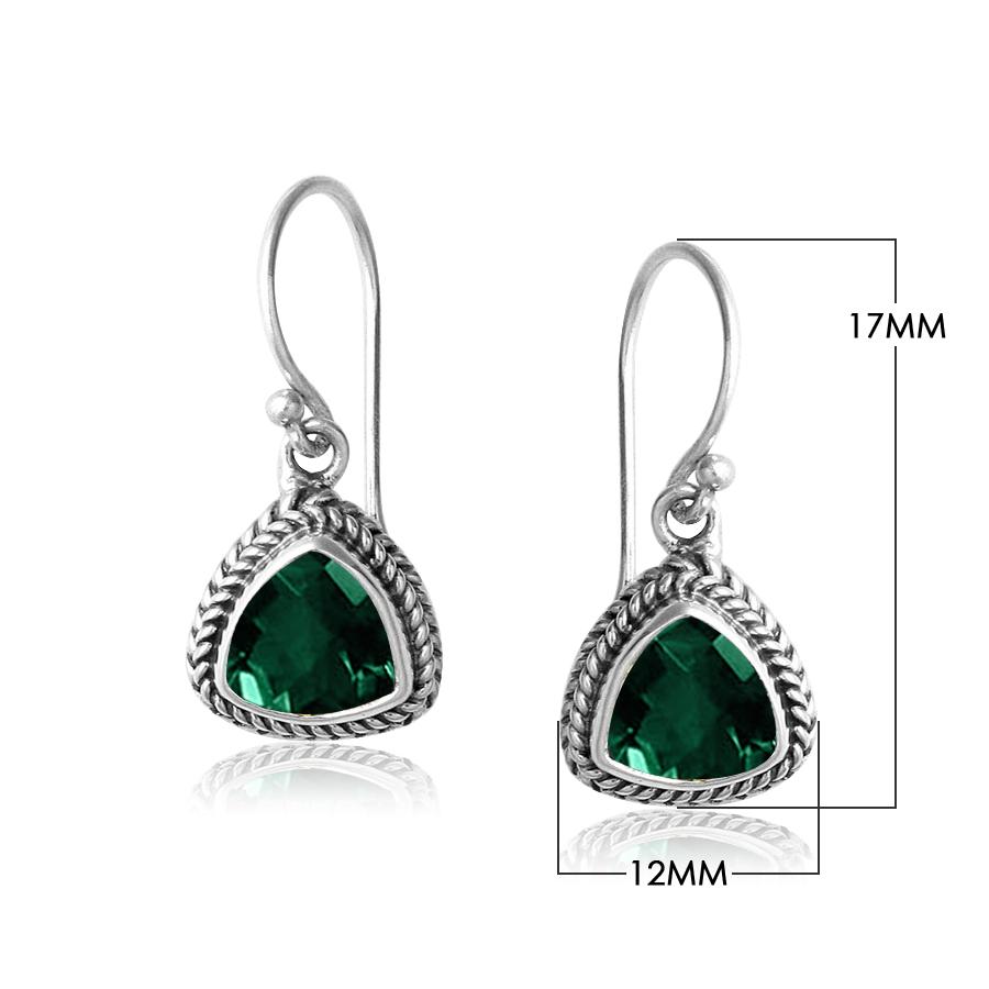 Green Quartz triangle silver earrings