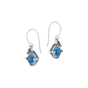 Blue Topaz Quartz prong-set Sterling Silver earrings
