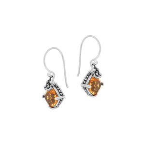 Citrine Quartz prong-set Sterling Silver earrings
