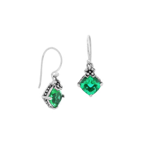 Green Quartz prong-set Sterling Silver earrings