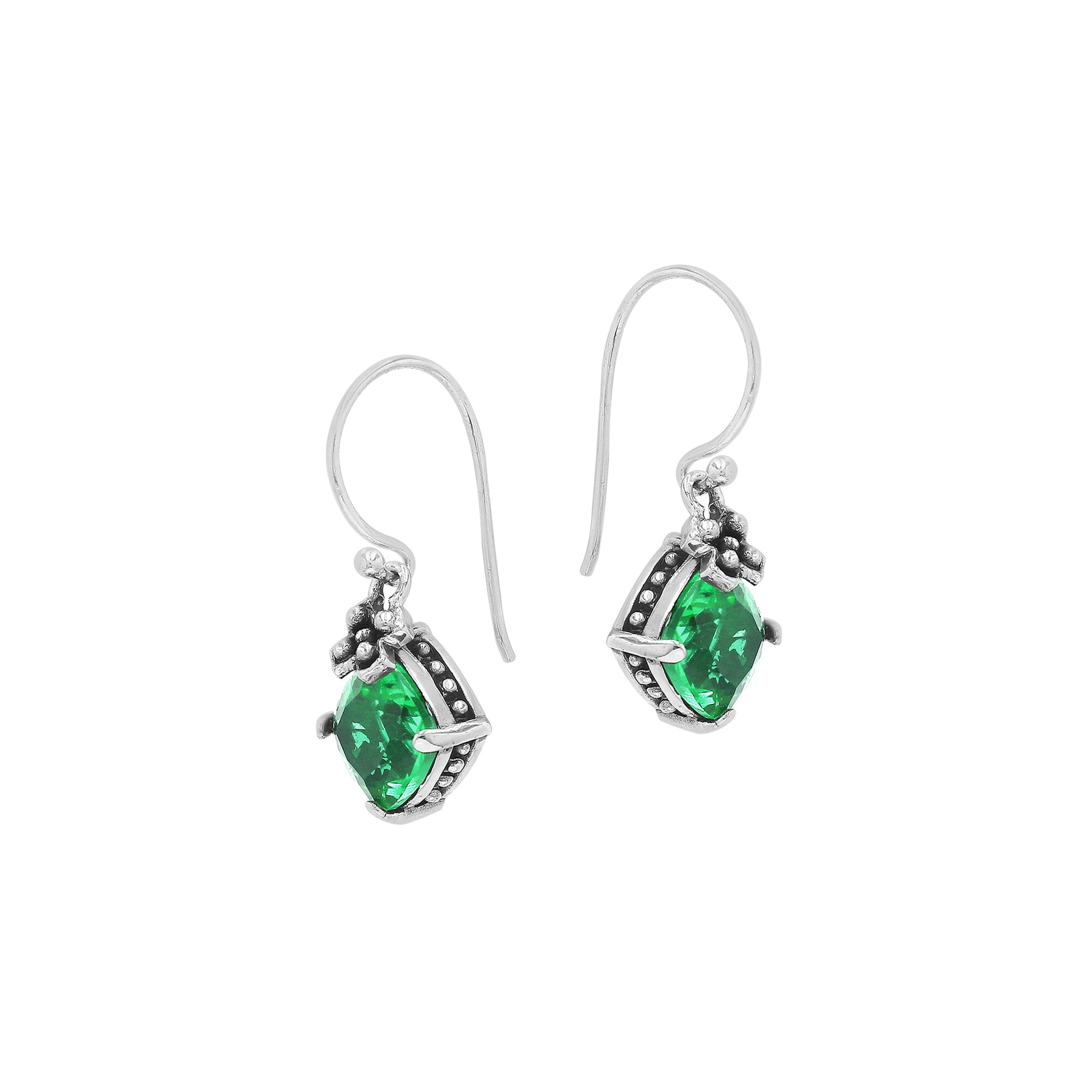 Green Quartz prong-set Sterling Silver earrings